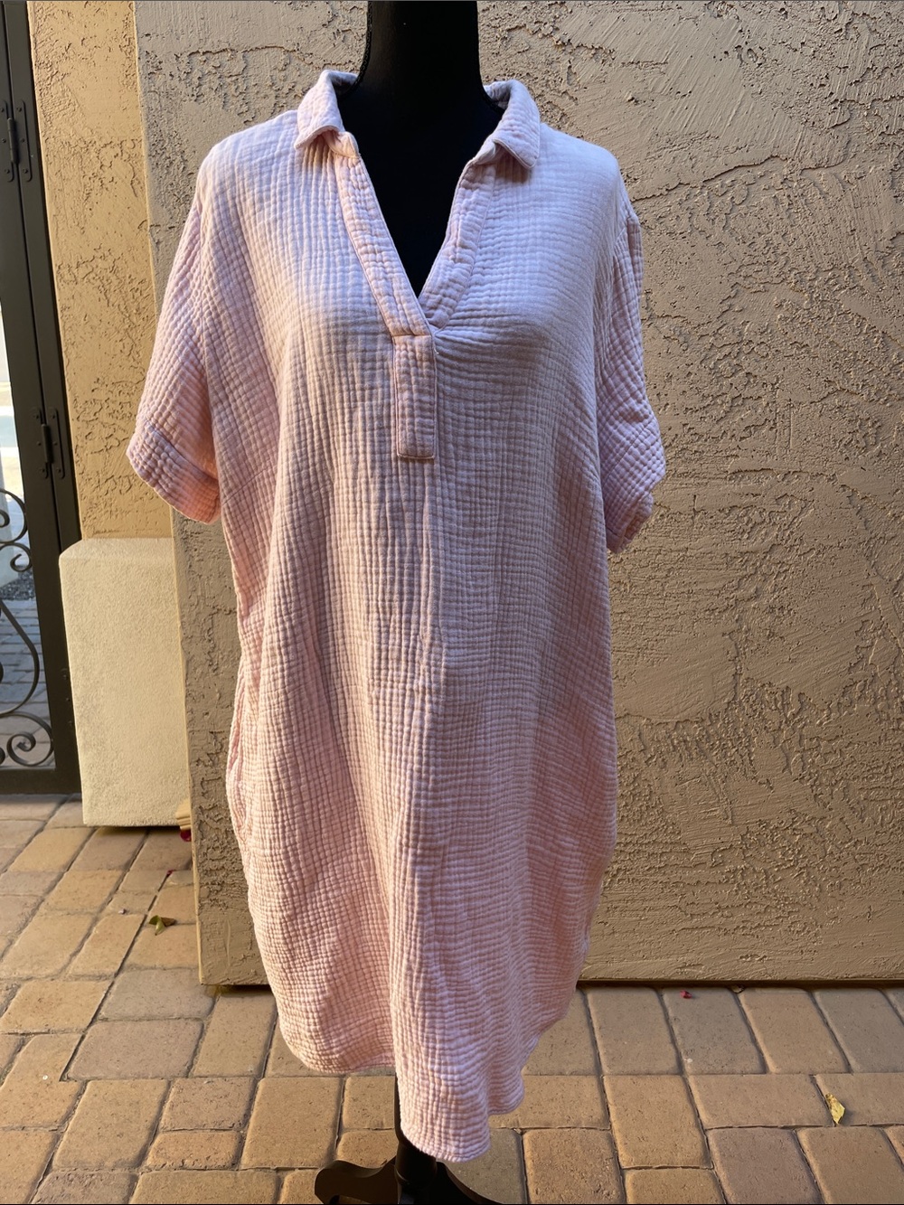 Three Dots Light Pink Cotton Tunic Dress